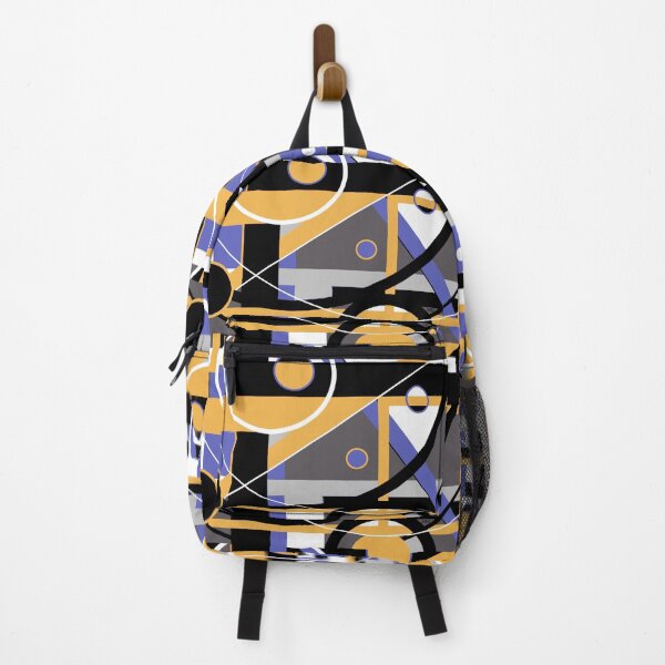 Item preview, Modern Geometrical Shapes Pattern- Blue Gold Black White Grey designed and sold by ABG Inspirational Art.