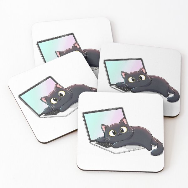 Item preview, Cute Black Cat on Laptop Illustration designed and sold by CraftoriaRealm.
