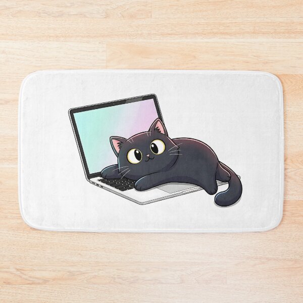 Item preview, Cute Black Cat on Laptop Illustration designed and sold by CraftoriaRealm.