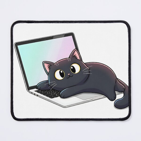Item preview, Cute Black Cat on Laptop Illustration designed and sold by CraftoriaRealm.