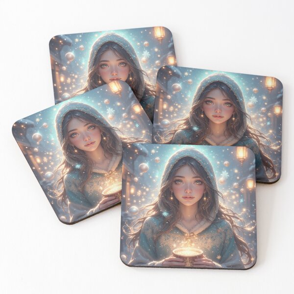 Item preview, Enchanted Winter Girl With Magical Cocoa – Fantasy Christmas Portrait  Snowlight Aesthetic by NegarTv Designs designed and sold by NegarTv Designs.