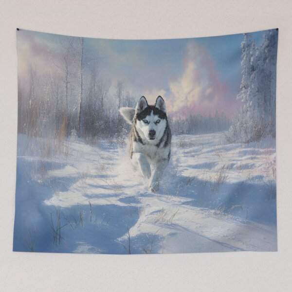Item preview, A Siberian Husky dashing through fresh snow, Dogs in Motion designed and sold by CDC40.