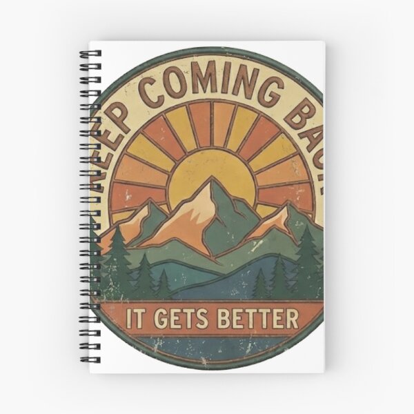 Item preview, Keep Coming Back It Gets Better - Retro Vintage Mountain Sunset Badge designed and sold by lamp148.