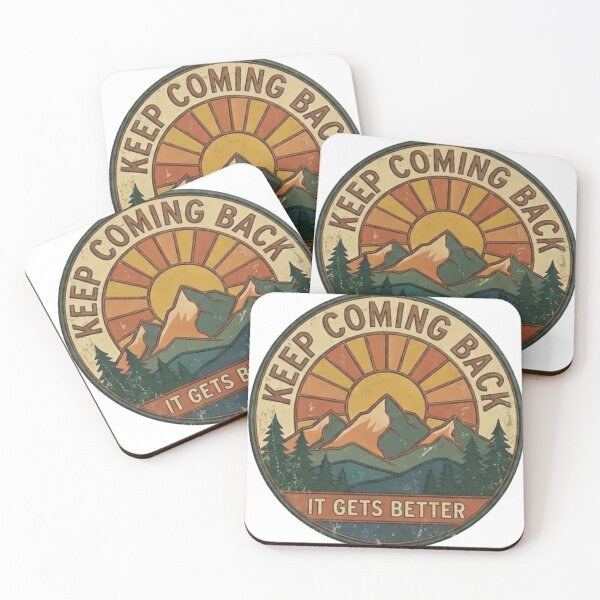Item preview, Keep Coming Back It Gets Better - Retro Vintage Mountain Sunset Badge designed and sold by lamp148.
