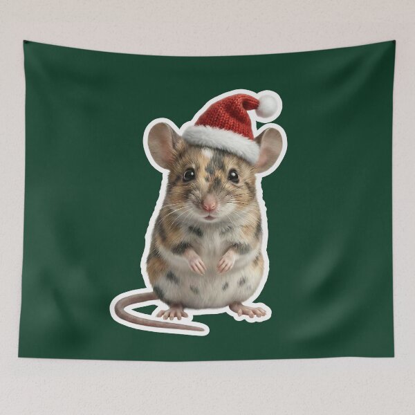 Item preview, Cute mouse with a big Christmas hat designed and sold by DAGHO.
