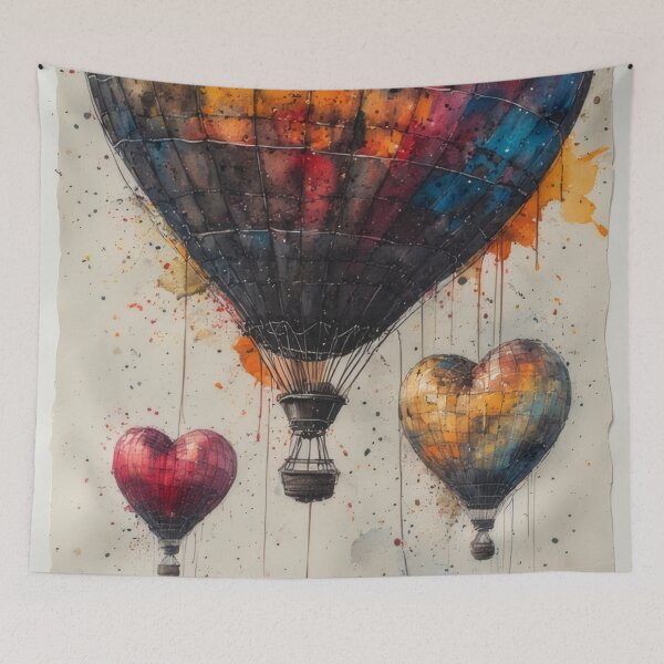 Item preview, Heart-shaped hot air balloons in watercolor style designed and sold by Mianku | Für das Leben.