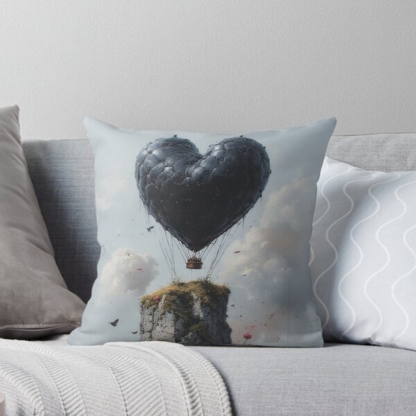 Item preview, Black heart-shaped balloon above a pink tower designed and sold by Mianku | Für das Leben.