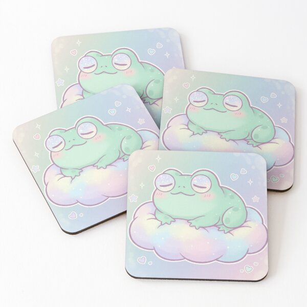 Item preview, Koko Frog Dreaming | Pastel Mint Frog Digital Art | Sleeping Kawaii Chibi Character | KokoNPudding Original designed and sold by KokoNPudding.