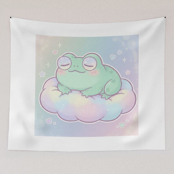 Item preview, Koko Frog Dreaming | Pastel Mint Frog Digital Art | Sleeping Kawaii Chibi Character | KokoNPudding Original designed and sold by KokoNPudding.