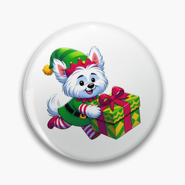 Item preview, Westie Elf Running with Christmas Gift designed and sold by GREENZ0NE.