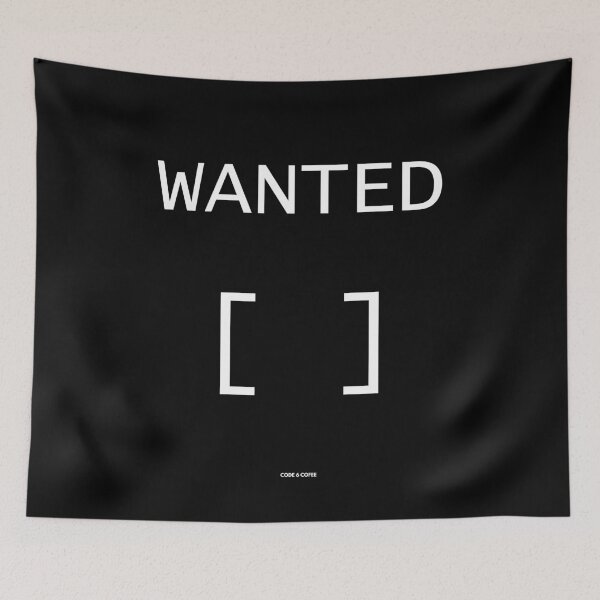 Item preview, WANTED [] | Missing Brackets — Dev Humor by Code 6 Coffee designed and sold by Code6Coffee.