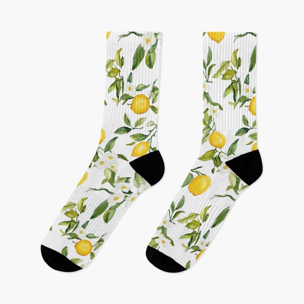 Item preview, Italian Spanish Summer Lemons with Flowers and Leaves Watercolor All Over designed and sold by Feeling Artsy.