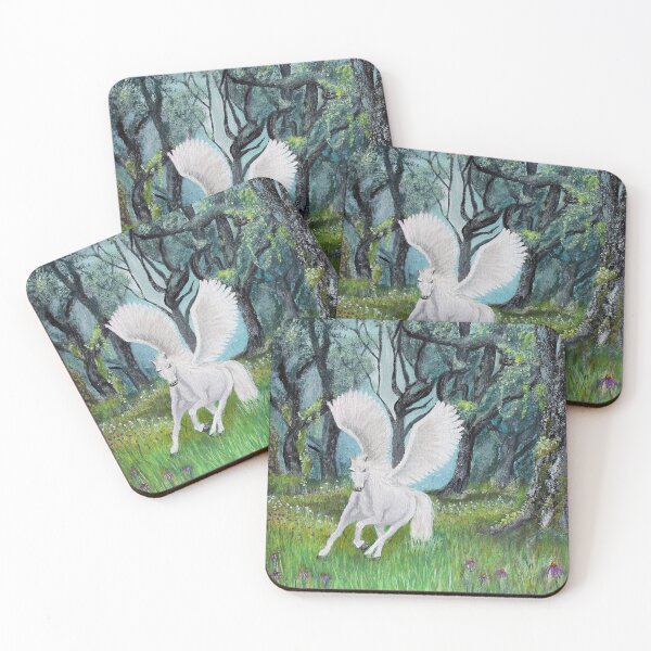 Item preview, Magic Pegasus in Enchanted Forest – Fantasy Art Acrylic Painting designed and sold by ZiehrArt.