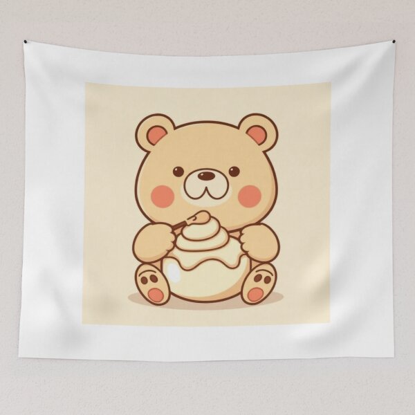 Item preview, Pudding Bear Snack Time | Kawaii Bear Digital Art | Pastel Cute Chibi Character | KokoNPudding Original designed and sold by KokoNPudding.