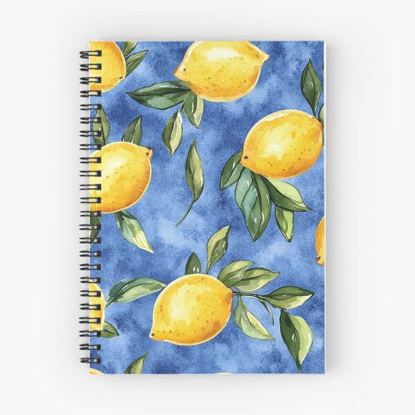 Item preview, Blue Azul Italian Mediterranean Lemons with Leaves Watercolor All Over designed and sold by Feeling Artsy.