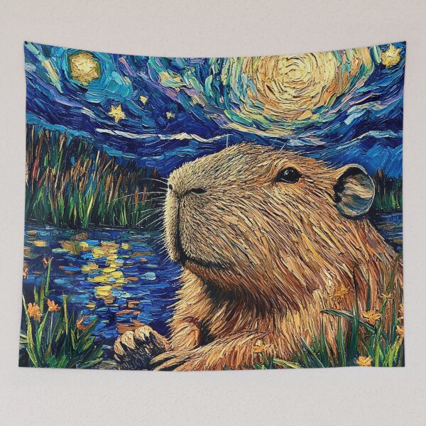 Item preview, The Spiritual Capybara / Starry Night designed and sold by Myra365Art.