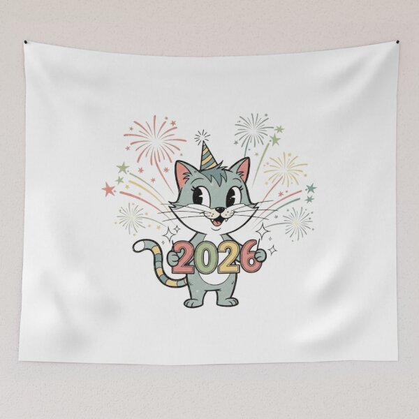 Item preview, Vintage Cat Celebrating 2026 designed and sold by PetJoyPrintsCO.