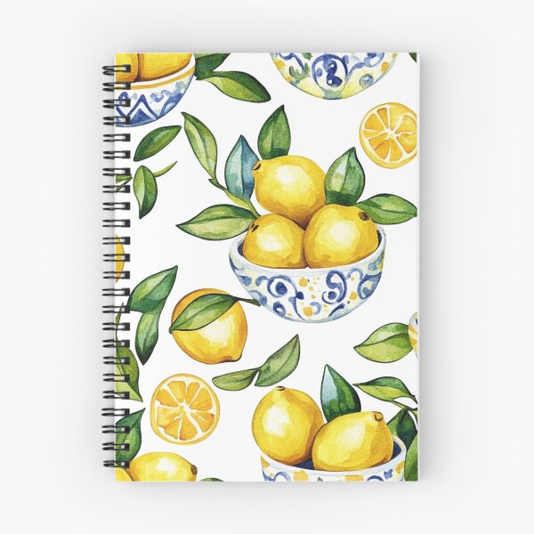 Item preview, Italian Spanish Summer Lemons In Painted Bowls Watercolor All Over designed and sold by Feeling Artsy.