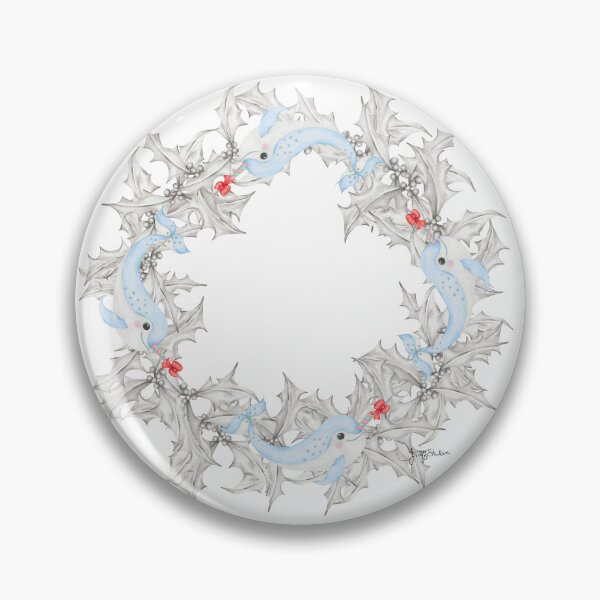 Item preview, Narwhal Christmas Holly Wreath designed and sold by JTraffStudios.