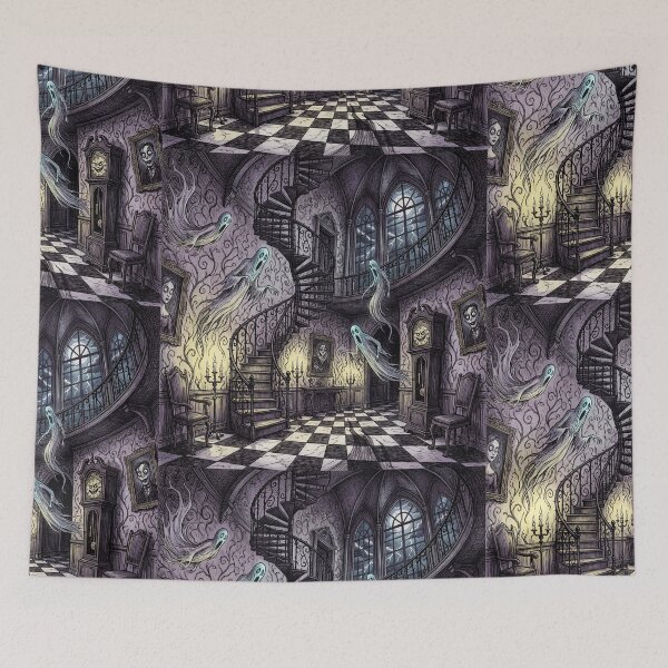 Item preview, Gothic Mansion Haunting nightmare illustration art designed and sold by Vintage Designs +.