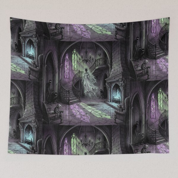 Item preview, Gothic Mansion Haunting nightmare illustration art designed and sold by Vintage Designs +.