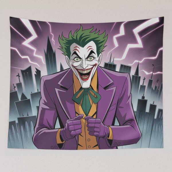 Item preview, Joker's Electric Grin: Lightning-Struck Chaos Over Gotham - DC Comics Fan Art designed and sold by Midnight Veil Designs.