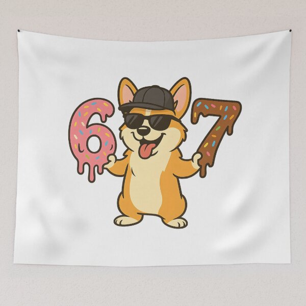Item preview, 67 Corgi Puppy Dog Six Seven 6 7 Meme designed and sold by Leonardo Palumbo.