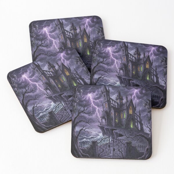 Item preview, Gothic Mansion Haunting nightmare illustration art designed and sold by Vintage Designs +.