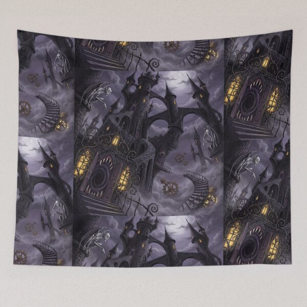 Item preview, Gothic Mansion Haunting nightmare illustration art designed and sold by Vintage Designs +.