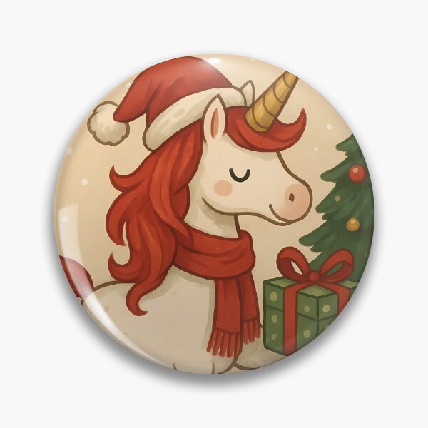 Item preview, Cute Christmas Unicorn Character Holding Gift Next to Decorated Tree designed and sold by DreamiCanvas.