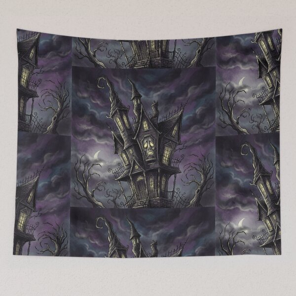 Item preview, Gothic Mansion Haunting nightmare illustration art designed and sold by Vintage Designs +.