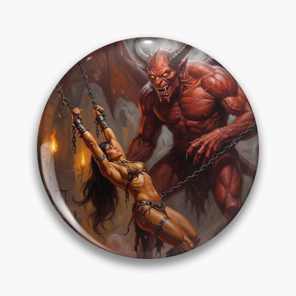 Artikelvorschau, Illustration im Fantasy-Stil: Eine von einer Dämonenhorde gefangengenommene Barbarin. entworfen und verkauft von Vintage Designs +.