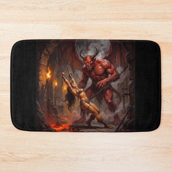 Item preview, Barbarian Woman captured by the demon horde illustration fantasy art style designed and sold by Vintage Designs +.