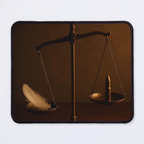 Item preview, Justice Scale Feather Bullet Contrast Cinema Movie designed and sold by Cine8.