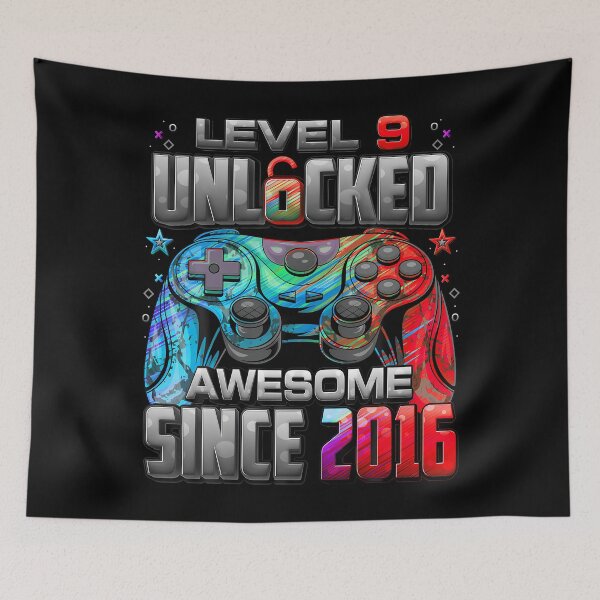 Item preview, Level 9 Unlocked Awesome Since 2016 9Th Birthday Gaming designed and sold by TysonLangosh.
