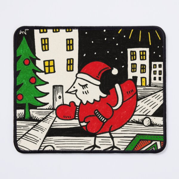 Item preview, Whimsical Christmas Bird in a Surreal Cityscape designed and sold by EvaArtHome.