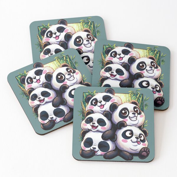 Item preview, Kawaii Panda Pile - Cute Anime Style Pandas with Bamboo designed and sold by Tiny-roar-studio.