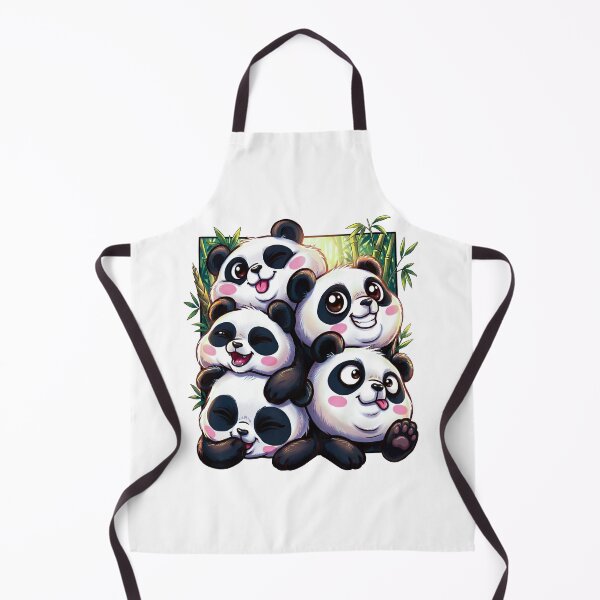 Item preview, Kawaii Panda Pile - Cute Anime Style Pandas with Bamboo designed and sold by Tiny-roar-studio.