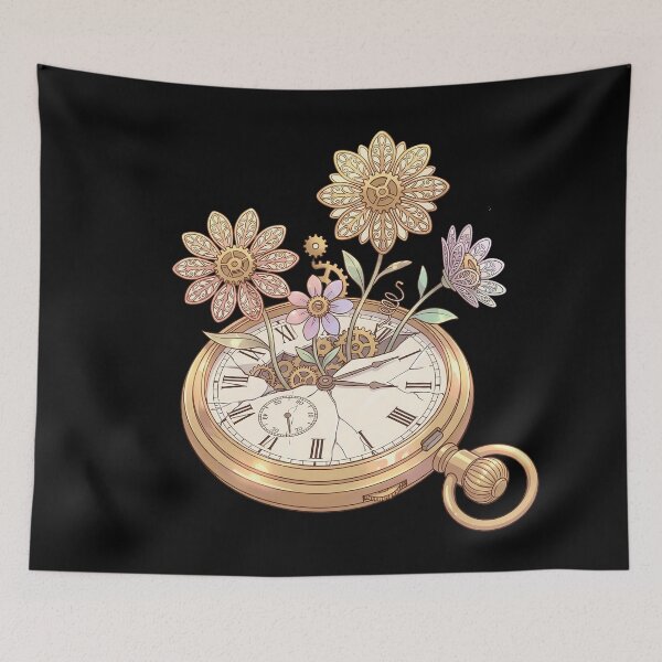 Item preview, Clockwork Garden – Surreal Anime Mechanical Flower Illustration designed and sold by Vrixat.