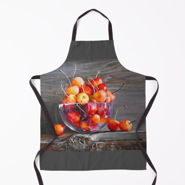 Item preview, Hyperrealistic Cherry Still Life with Glass Bowl – Realism Fruit Painting designed and sold by LukianArtPrint.