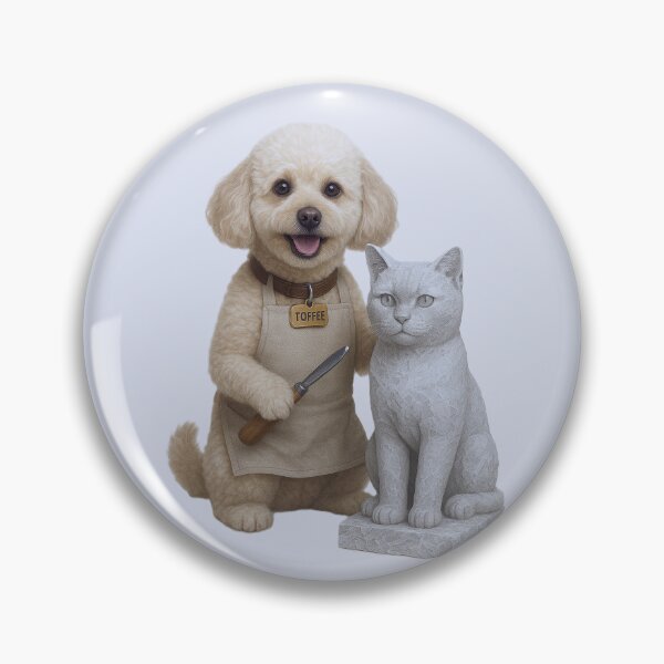 Item preview, Toffee the Sculptor – Cute Dog Artist Crafting a Cat Statue designed and sold by Mert Creates – Toffee & Rozi.
