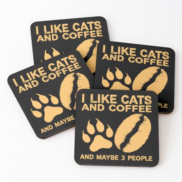 Item preview, I like cats and coffee and maybe 3 people three humans  designed and sold by SkeletonsDanger.
