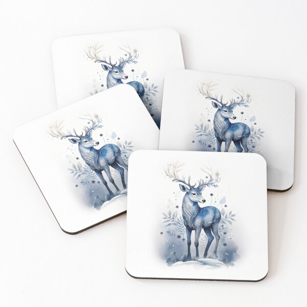 Item preview, Blue Winter Deer Watercolor Art designed and sold by Rutvain.