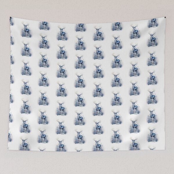 Item preview, Blue Winter Deer Watercolor Art designed and sold by Rutvain.