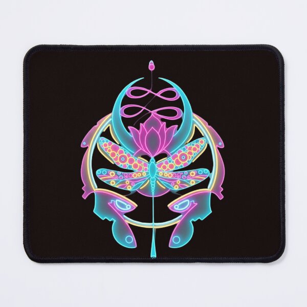 Item preview, Neon Lotus Dragonfly Sacred Geometry Art designed and sold by Color for Balance .