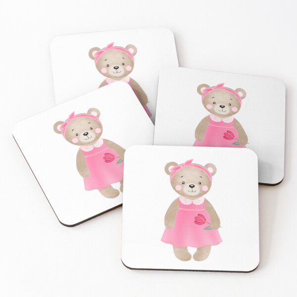 Item preview, Cute Teddy Bear in Pink Dress with Bow and Flower designed and sold by LiudmylaMaika.