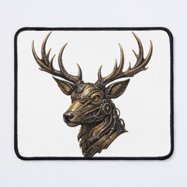 Item preview, Steampunk Mechanical Stag – Brass Cyber Deer Portrait designed and sold by Papier Atelier Art.