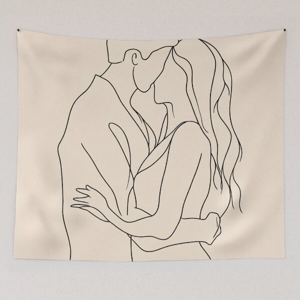 Item preview, Couple embracing in line art designed and sold by anytka.