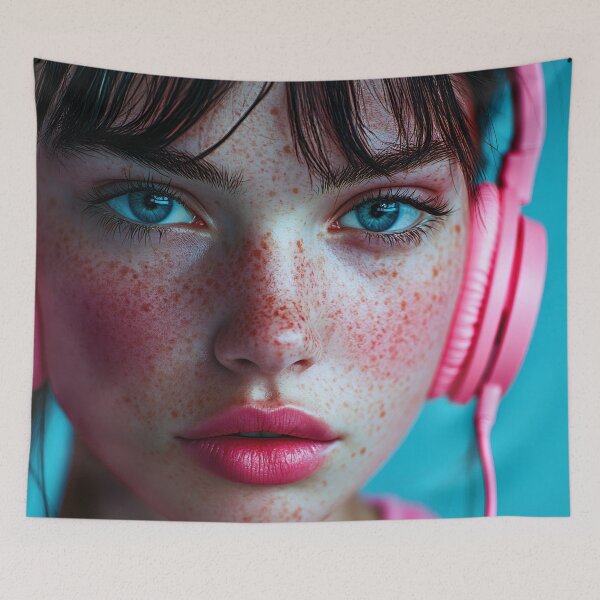 Item preview, Girl with headphones enjoying music designed and sold by anytka.