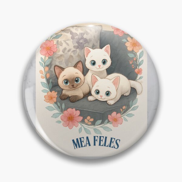 Item preview, Cute Trio Kitten Floral Illustration - ''MEA FELES' designed and sold by doktordanTemiz.